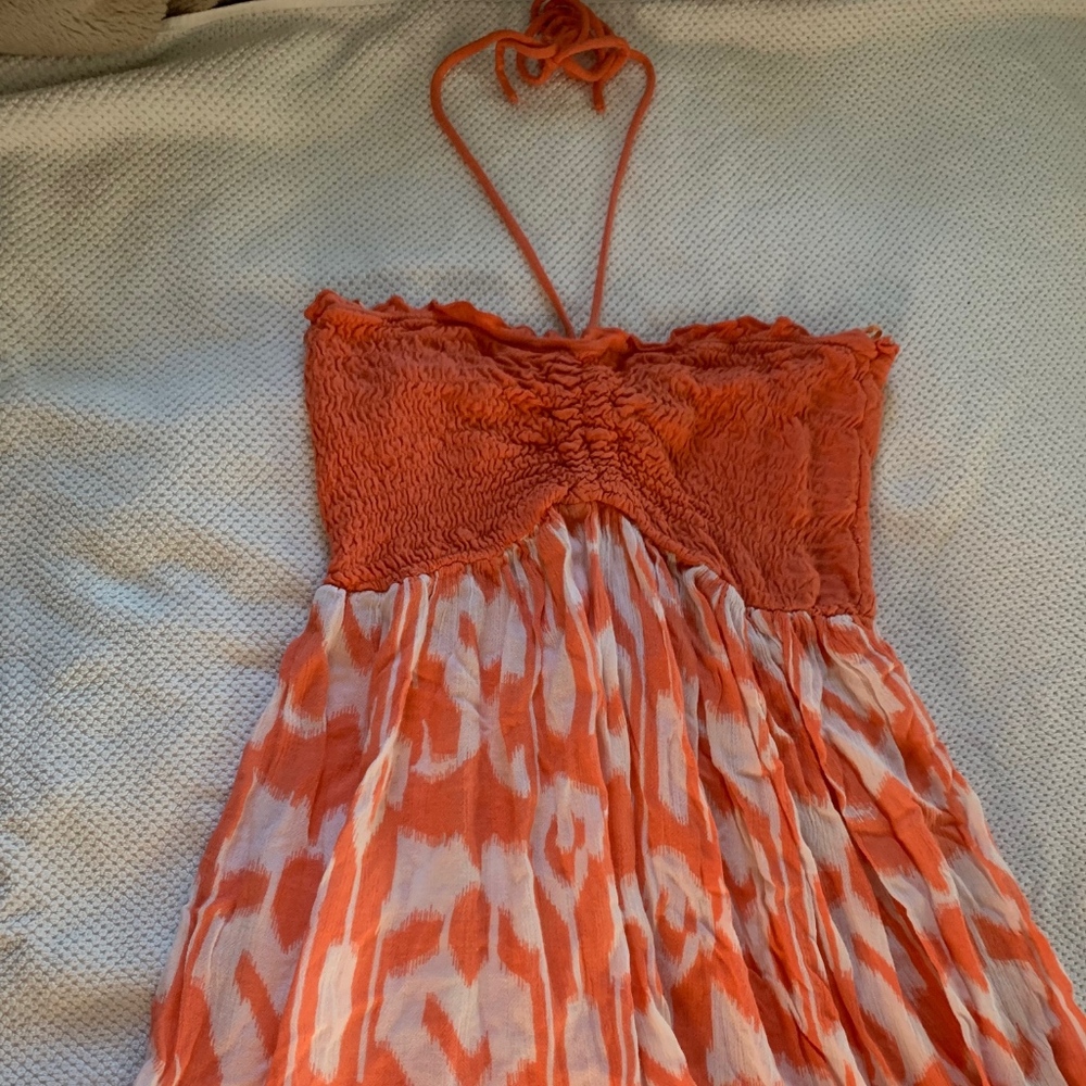 Orange and White Swim Dress Cover-Up